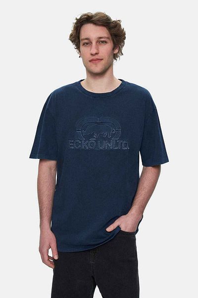 ECKO UNLTD Rochester Navy Blue Crew Neck Printed Standard Fit Men's Tshirt