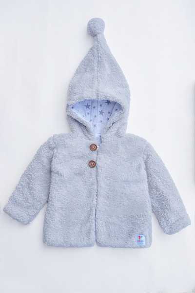 bshood X İpek Atlas Erkek Kız Bebek Peluş Kapüşonlu Ceket