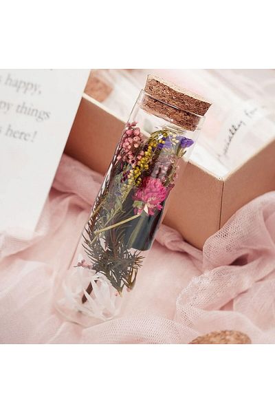 Lyeiaa Set 5 recipiente pentru flori Lyeiaa craft, sticla/flori uscate, multicolor, 12 x 4,7 cm / 8 x 4,7 cm