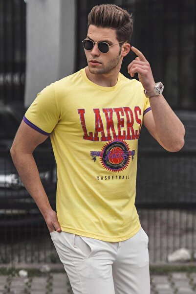 Madmext Ανδρικό κίτρινο μπλουζάκι 5201