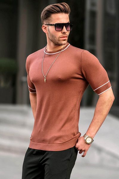 Madmext Ανδρικό Πλεκτό Πλακάκι T-Shirt 5080