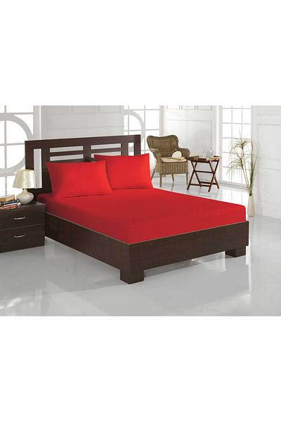 Homelux Bed sheet for 1 person with elastic, Home, 100% cotton, 90x200 cm, red
