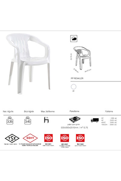 Papatya Elit Koltuk Teak 6lı Paket - Plastik Bahçe Balkon Sandalyesi