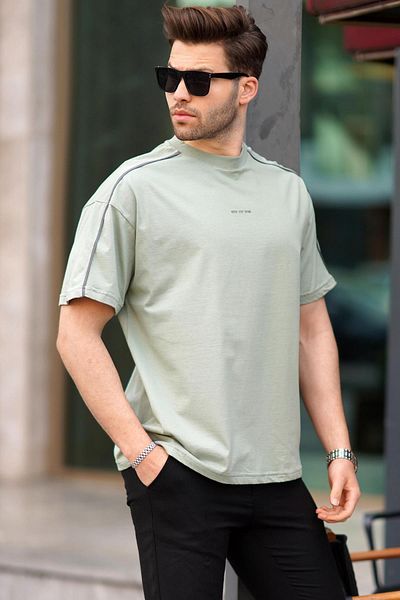 Madmext Πράσινο μπλουζάκι Oversize Crew Neck 7009