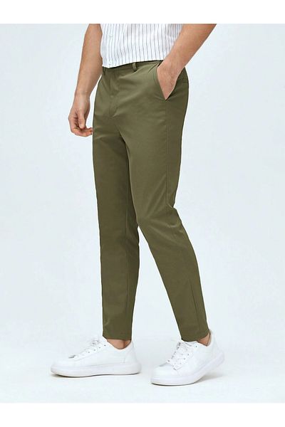 WKM Pantaloni chino de in pentru bărbați, ocazional, cu croiala normală