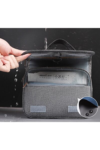 Flippy Travel Cosmetic Bag, Canvas, Waterproof, 3 Compartments, Hanger, Gray, 47x28x20 cm