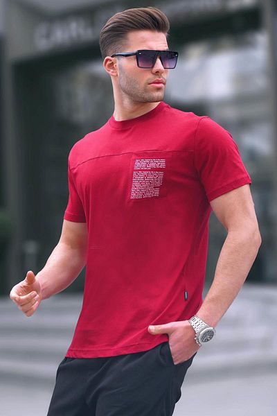 Madmext Ανδρικό μπλουζάκι Claret Red Regular Fit Patch Pocket 6102