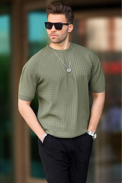 Madmext Khakifarbenes Herren-T-Shirt 5685