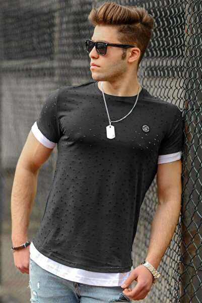 Madmext Smoked Ripped Detailed Ανδρικό T-Shirt 4489