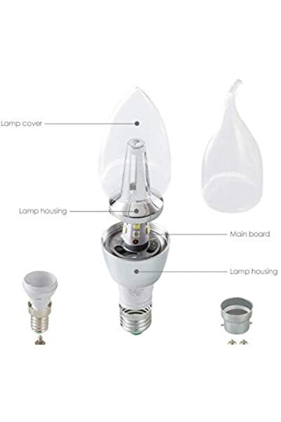 Generic MAX LED Candle Bulbs 4 Pack, 5W E14, 6500K Cool White, Clear Flame Tip, Non-Dimmable