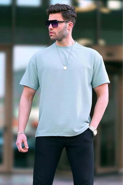 Madmext Πράσινο ανδρικό μπλουζάκι Basic Oversize 7010