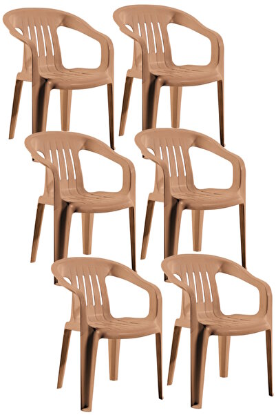 Papatya Elit Koltuk Teak 6lı Paket - Plastik Bahçe Balkon Sandalyesi