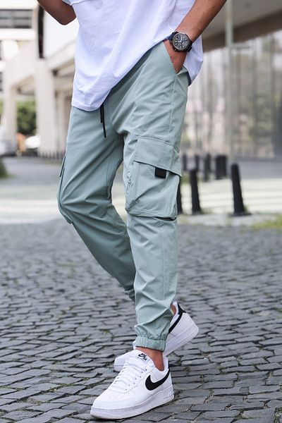 Madmext Pánske nohavice Jogger Green Cargo Pocket 5461