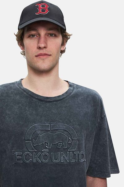 ECKO UNLTD Rochester Black Crew Neck Printed Standard Fit Men's Tshirt