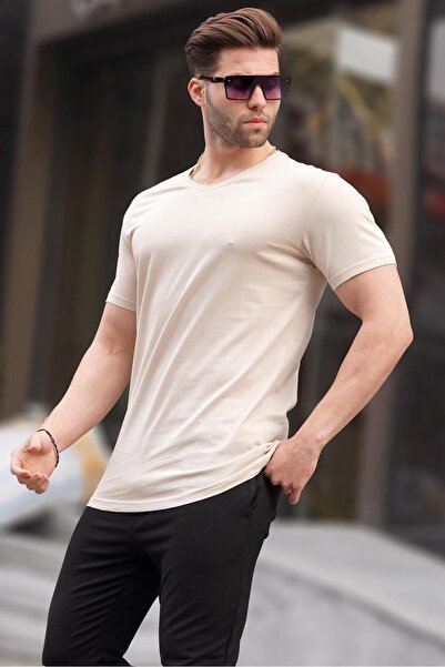 Madmext تي شيرت بيج أساسي برقبة على شكل حرف V 5281