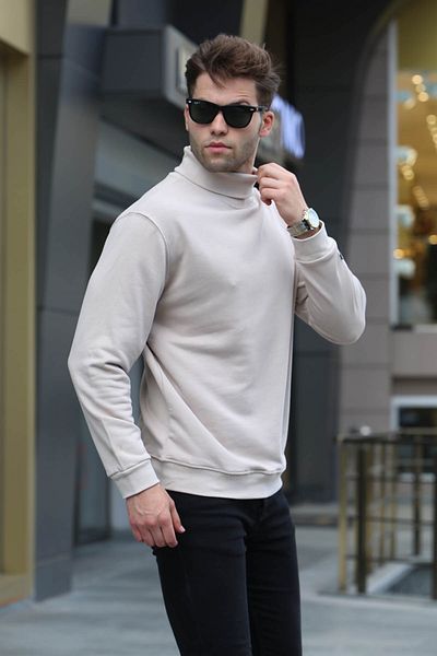 Madmext Μπεζ πουλόβερ ζιβάγκο 5317