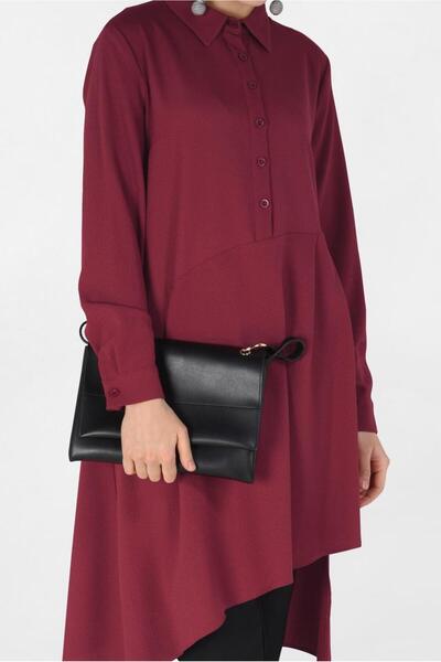 Alvina 4706 Model Asymmetrical Cut and Pleat Detailed Tunic