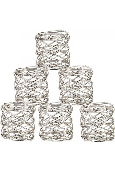 ARTİSTİC Set of 6 decorative napkin holders India Artistic, alloy, silver, 6.3 x 2.5 cm