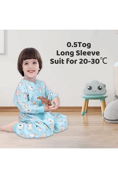 minizone Costum de dormit bebelus, bumbac, alb/albastru, 2-3 ani