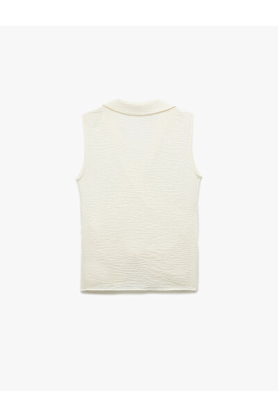 Koton Sleeveless Double Breasted Shirt with Side Tie Detail