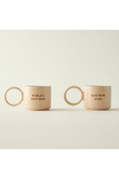 Bella Maison Best Mom Ever Ceramic Set of 2 Cups Beige (270 Cc)