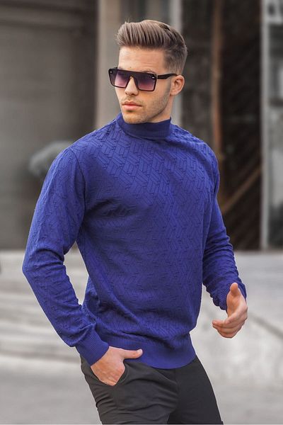 Madmext Ανδρικό πλεκτό πουλόβερ Cobalt Turtleneck 6301