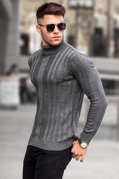 Madmext Anthrazitfarbener Rollkragenpullover 5764