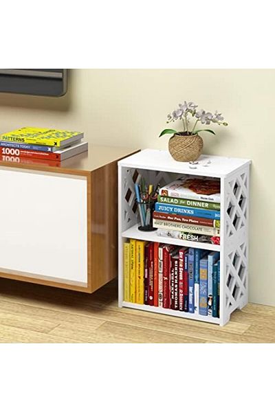 Generic 3-tier White Small Bookshelf With Open Storage For Bedroom, Living Room, Office Or Compact Spaces