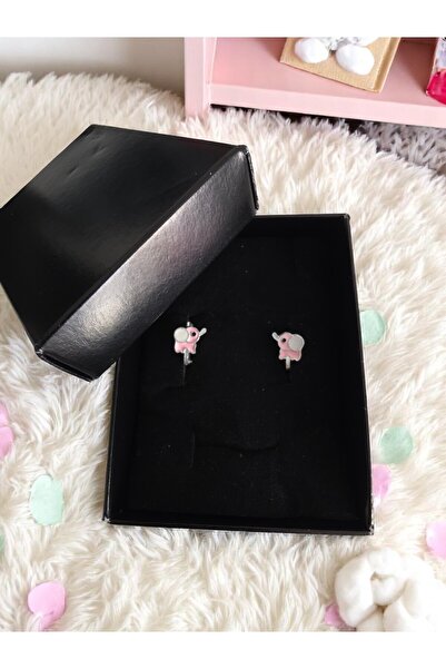 Genel Markalar 925 Ayar Gümüş Çocuk Küpesi Sevimli Fil Figürlü & Klipsli Hediyelik Takı