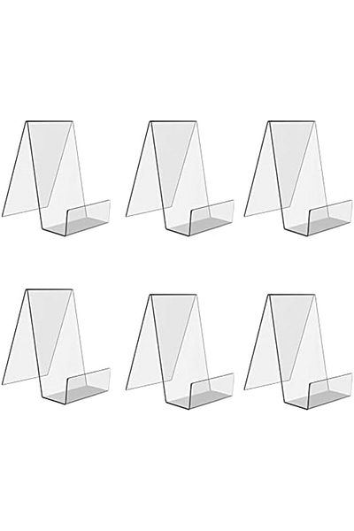 Generic 6 مجموعات من حاملات الكتب المصنوعة من الأكريليك، حاملات عرض شفافة من الأكريليك، حامل كتب وتابلت شفاف مع حرف L