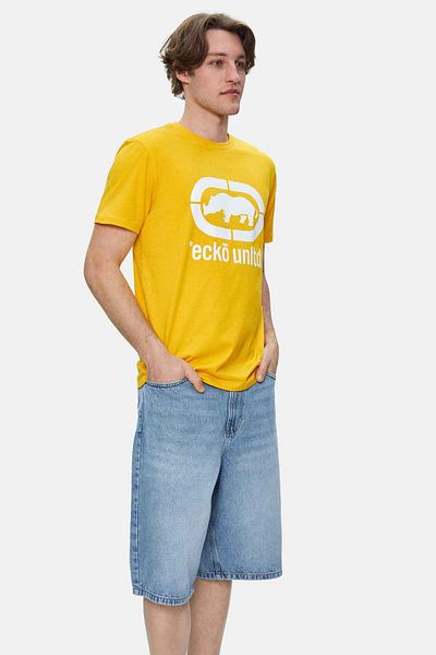 ECKO UNLTD Marc Yellow Crew Neck Printed Standard Fit Men's Tshirt