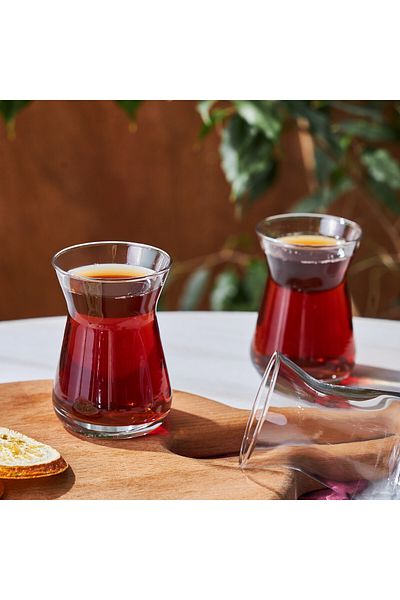 Karaca Karaca Irem 6-teiliges Teetassen-Set - Hochwertige Gläser für Anspruchsvollen Teegenuss, Eleganz und