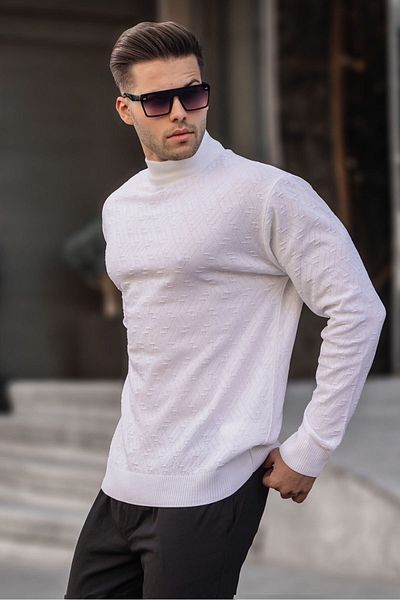 Madmext Ecru Turtleneck Men's Knitwear Sweater 6301