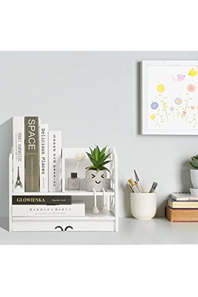 Generic Mini White Desktop Bookshelf For Storage – Cute Organizer Shelves For Women And Kids