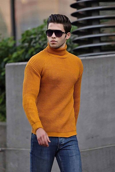 Madmext Gelber Rollkragenpullover 4368