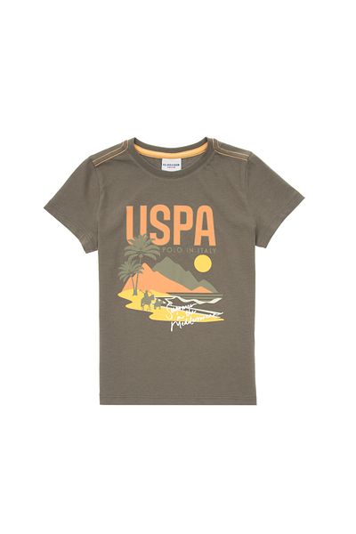 U.S. Polo Assn. Boy's Khaki Crew Neck T-Shirt 50307145-Vr027