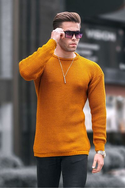 Madmext Ανδρικό πουλόβερ Mustard Basic Knitwear 5990