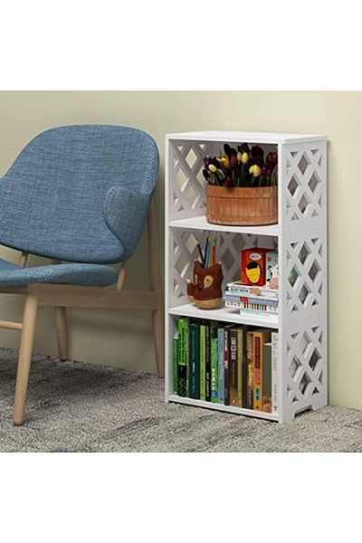 Generic 3-tier White Kids Small Bookshelf With Open Shelves For Bedroom, Living Room, Bathroom Or Office