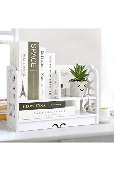 Generic Mini White Desktop Bookshelf For Storage – Cute Organizer Shelves For Women And Kids