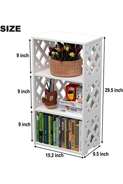 Generic 3-tier White Kids Small Bookshelf With Open Shelves For Bedroom, Living Room, Bathroom Or Office