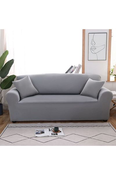 Generic Three Seater Exquisite Design Wrinkle-free Full Cover Sofa Cover Grey Length 190 -230 Cm