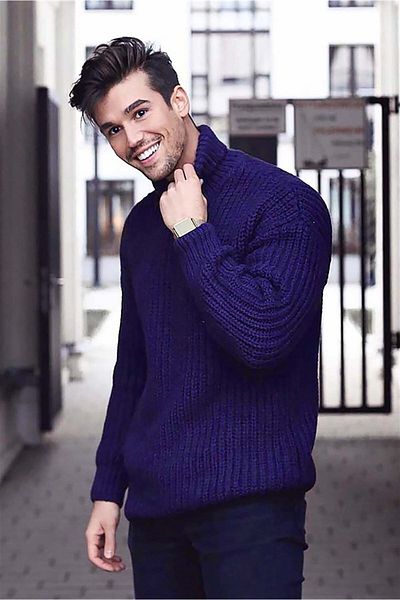 Madmext Marineblauer Rollkragenpullover 4368