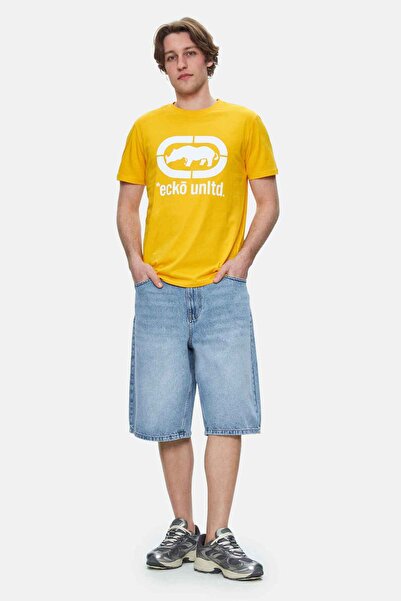 ECKO UNLTD Marc Yellow Crew Neck Printed Standard Fit Men's Tshirt
