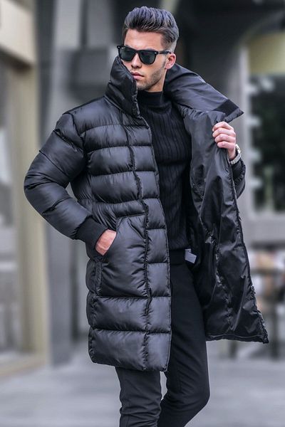 Madmext Černá dlouhá základní bunda Puffer Jacket 5777