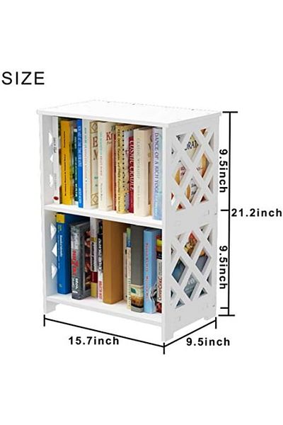Generic White Pvc Small Bookcase And End Table – Compact Shelf For Living Room, Bedroom, Office, Dorms