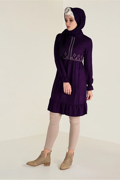 Alvina Buttoned Embroidered Tunic - 4665