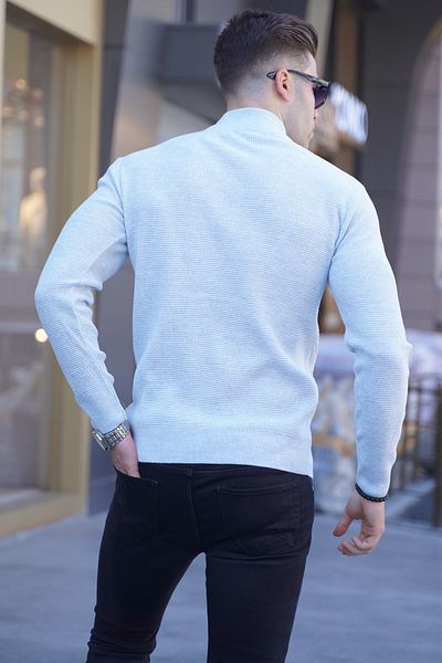 Madmext Ice Gray Half Turtleneck Sweater 5969