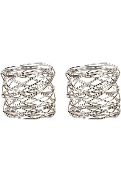 ARTİSTİC Set of 4 decorative napkin holders India Artistic, alloy, silver, 6.3 x 2.5 cm