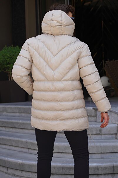 Madmext Bej Kapüşonlu Erkek Şişme Mont 6803