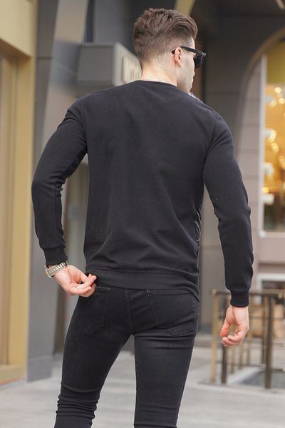 Madmext Pulover negru de bază cu gât tricot 5965